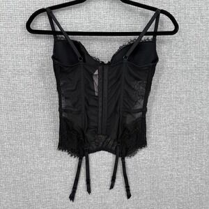 Victoria's Secret Longline Bra Womens 34C Black Lace Mesh Underwired Boned